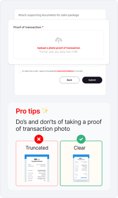 Upload proof of transaction