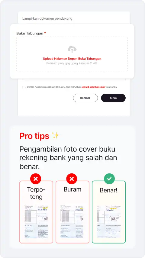 Upload foto cover buku rekening